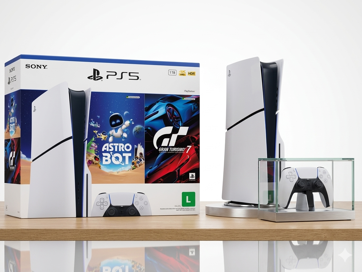 Console Sony PlayStation 5, Com Leitor de Discos, SSD 1TB, Controle Sem Fio DualSense + 2 Jogos